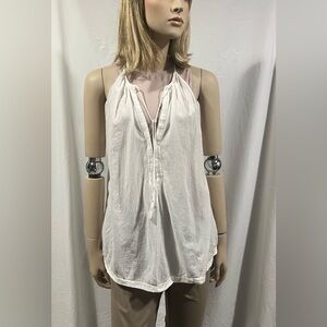 Joie cotton halter top with neck tie and eyelet closure Large